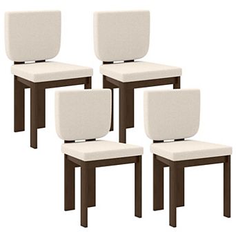 Costway Wooden Dining Chair Set with Rubber Wood Leg Padded Wide Seat & Back for Home