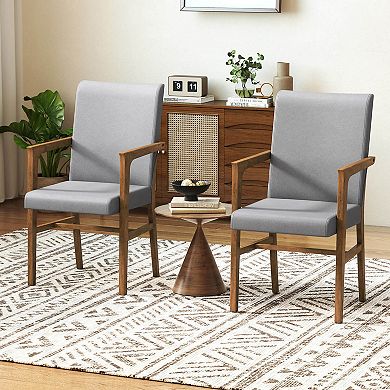 Costway Mid-Century Modern Dining Chairs Set Upholstered Accent Chairs Armchairs