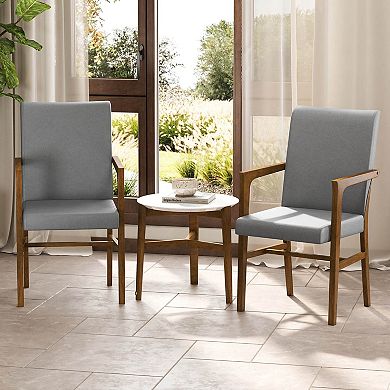 Costway Mid-Century Modern Dining Chairs Set Upholstered Accent Chairs Armchairs