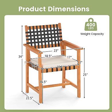 Costway Solid Acacia Wood Patio Chair with Padded Seat Cushion Washable Covers