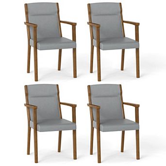 Costway Mid-Century Modern Dining Chairs Upholstered Wooden Accent Chairs with Headrest