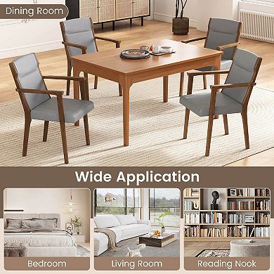 Costway Mid-Century Modern Dining Chairs Upholstered Wooden Accent Chairs with Headrest