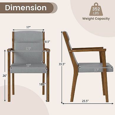 Costway Mid-Century Modern Dining Chairs Upholstered Wooden Accent Chairs with Headrest