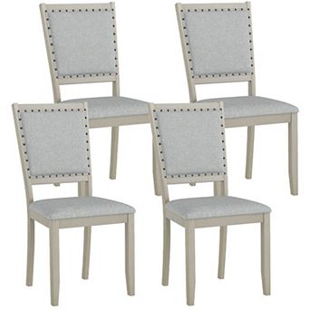 Costway Farmhouse Dining Chair Fabric Upholstered Kitchen Chairs for Dining Room