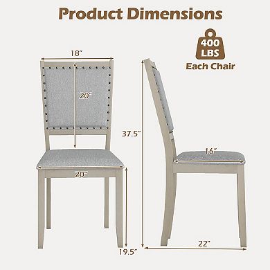 Costway Farmhouse Dining Chair Fabric Upholstered Kitchen Chairs for Dining Room