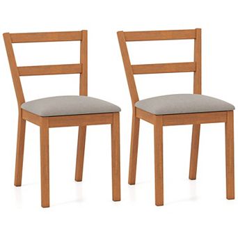 Costway Wooden Dining Chair Set Upholstered Seat & Breathable Slat Backrest