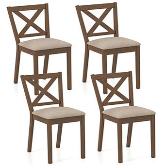 Costway Dining Chair Set Upholstered Seat & Breathable X-shaped
