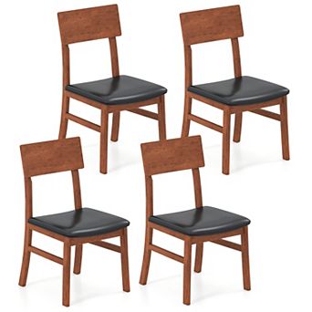 Costway Dining Chairs Set with Rubber Wood Legs & Upholstered Seat Curved Backrest