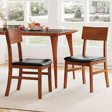 Costway Dining Chairs Set with Rubber Wood Legs & Upholstered Seat Curved Backrest