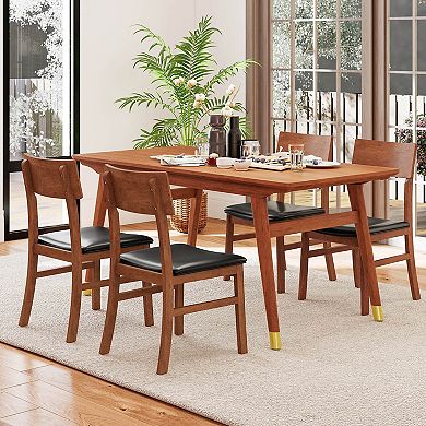 Costway Dining Chairs Set with Rubber Wood Legs & Upholstered Seat Curved Backrest