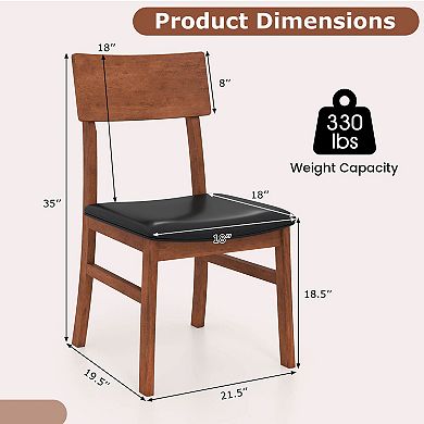 Costway Dining Chairs Set with Rubber Wood Legs & Upholstered Seat Curved Backrest