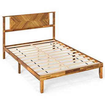 Costway Bed Frame with Headboard Under-Bed Space No Box Spring Needed