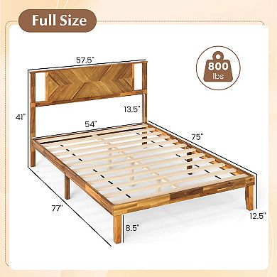 Costway Bed Frame with Headboard Under-Bed Space No Box Spring Needed