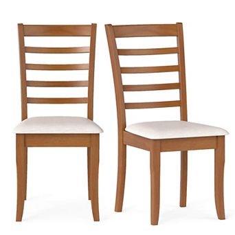 Costway Wooden Dining Chair Set Kitchen Chair with Rubber Wood Legs & Slatted Backrest