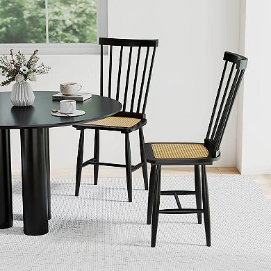 Costway Dining Chairs Set with PE Rattan Seats for Dining Room, Kitchen, Restaurant