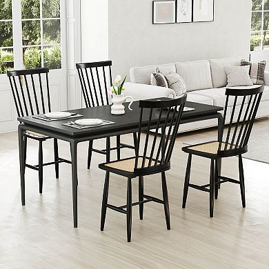 Costway Dining Chairs Set with PE Rattan Seats for Dining Room, Kitchen, Restaurant