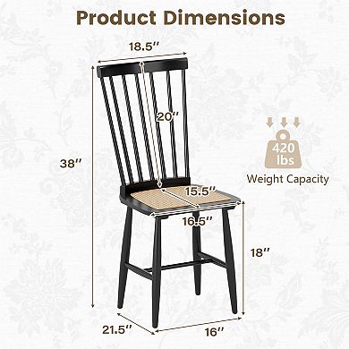 Costway Dining Chairs Set with PE Rattan Seats for Dining Room, Kitchen, Restaurant