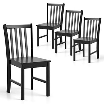 Costway Rustic Dining Chairs Set of 4 with Slat Tilt Backrest, Wide Seat, Rubber Wood Legs