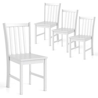 Costway Rustic Dining Chairs Set of 4 with Slat Tilt Backrest, Wide Seat, Rubber Wood Legs