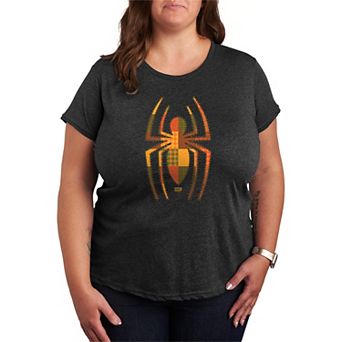 Plus Size Marvel Spider-Man Autumn Patchwork Logo Graphic Tee