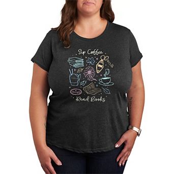 Plus Size Gilmore Girls "Sip Coffee Read Books" Graphic Tee