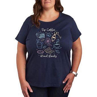 Plus Size Gilmore Girls "Sip Coffee Read Books" Graphic Tee