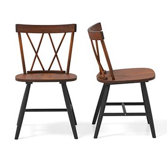 Costway Dining Chairs Farmhouse Kitchen Chair w/ Rubber Wood Frame