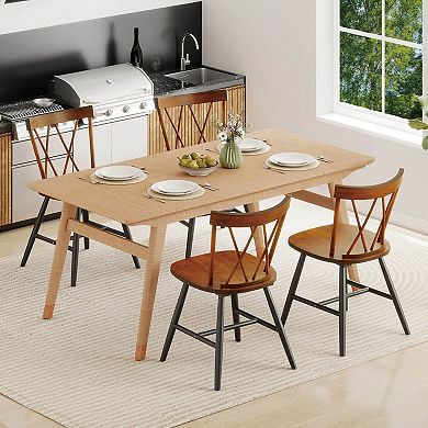 Costway Dining Chairs Farmhouse Kitchen Chair w/ Rubber Wood Frame