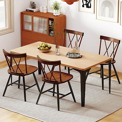Costway Dining Chairs Farmhouse Kitchen Chair w/ Rubber Wood Frame