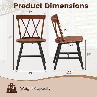 Costway Dining Chairs Farmhouse Kitchen Chair w/ Rubber Wood Frame