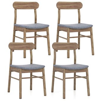 Costway Dining Chair Fabric Upholstered Kitchen Armless Chairs with Rubber Wood Frame