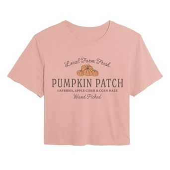 Juniors' Local Farm Fresh Pumpkin Patch Cropped Tee