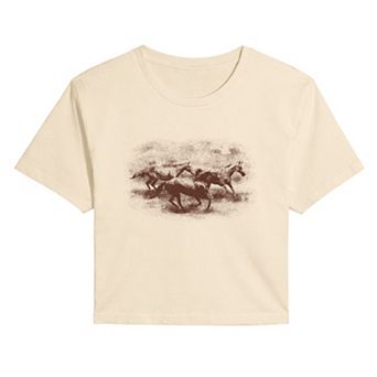Juniors' Vintage Wild Horses Cropped Tee