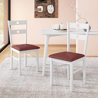 Costway Wood Dining Chairs Set with Rubber Wood Frame, Padded Seat & Slatted Backrest