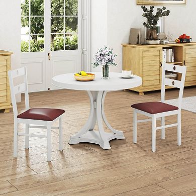 Costway Wood Dining Chairs Set with Rubber Wood Frame, Padded Seat & Slatted Backrest