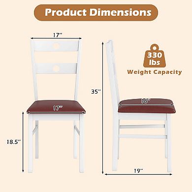 Costway Wood Dining Chairs Set with Rubber Wood Frame, Padded Seat & Slatted Backrest