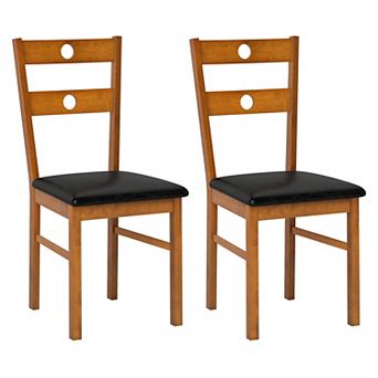 Costway Wood Dining Chairs Set with Rubber Wood Frame, Padded Seat & Slatted Backrest