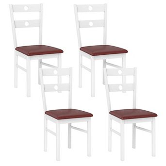 Costway Wood Dining Chairs Set with Rubber Wood Frame, Padded Seat & Slatted Backrest