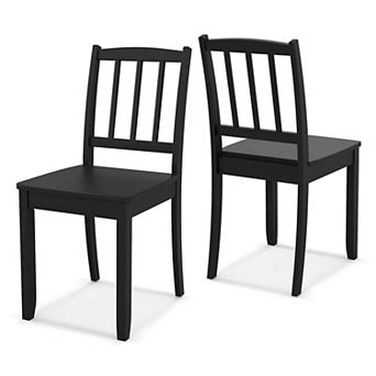 Costway Wood Dining Chair Set of 2 with Rubber Wood Legs Curved Backrest for Kitchen
