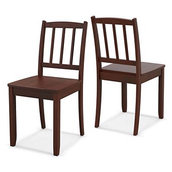 Costway Wood Dining Chair Set of 2 with Rubber Wood Legs Curved Backrest for Kitchen