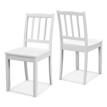 Costway Wood Dining Chair Set of 2 with Rubber Wood Legs Curved Backrest for Kitchen