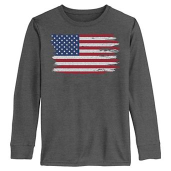 Boys 6-20 Distressed USA Flag Long Sleeve Graphic Tee