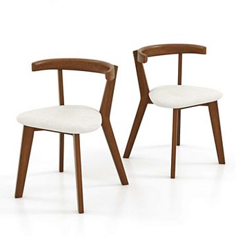 Costway Space-Saving Wood Upholstered Dining Chair with Padded Seat & Curved Back