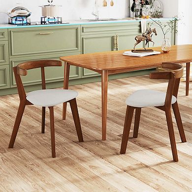 Costway Space-Saving Wood Upholstered Dining Chair with Padded Seat & Curved Back