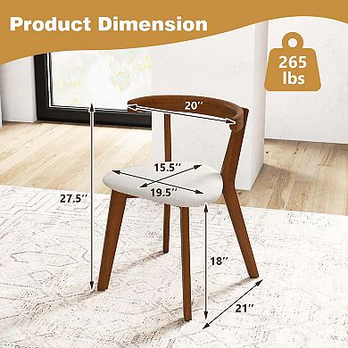 Costway Space-Saving Wood Upholstered Dining Chair with Padded Seat & Curved Back