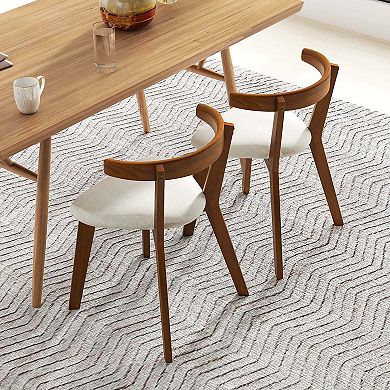 Costway Space-Saving Wood Upholstered Dining Chair with Padded Seat & Curved Back