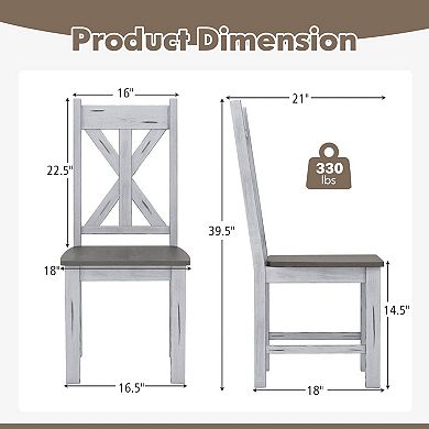 Costway Wooden Dining Chair with Rubber Wood Frame Elegant Hollowed Backrest