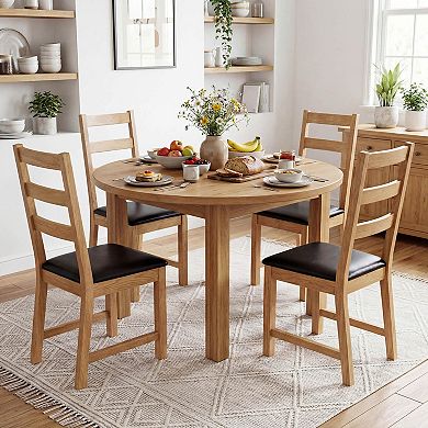 Costway Dining Chairs Set with Hollowed Backrest, Padded Seat, Rubber Wood Legs