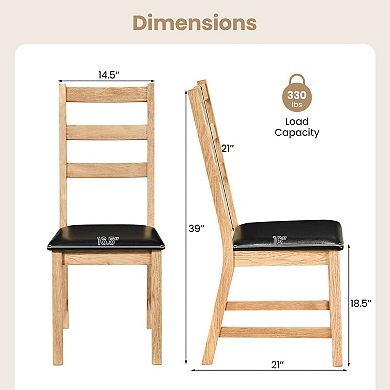 Costway Dining Chairs Set with Hollowed Backrest, Padded Seat, Rubber Wood Legs