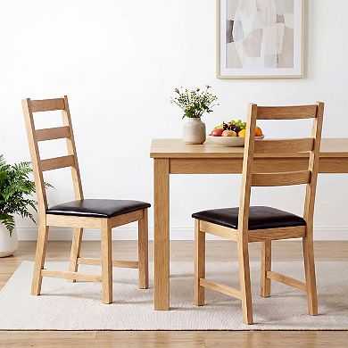 Costway Dining Chairs Set with Hollowed Backrest, Padded Seat, Rubber Wood Legs